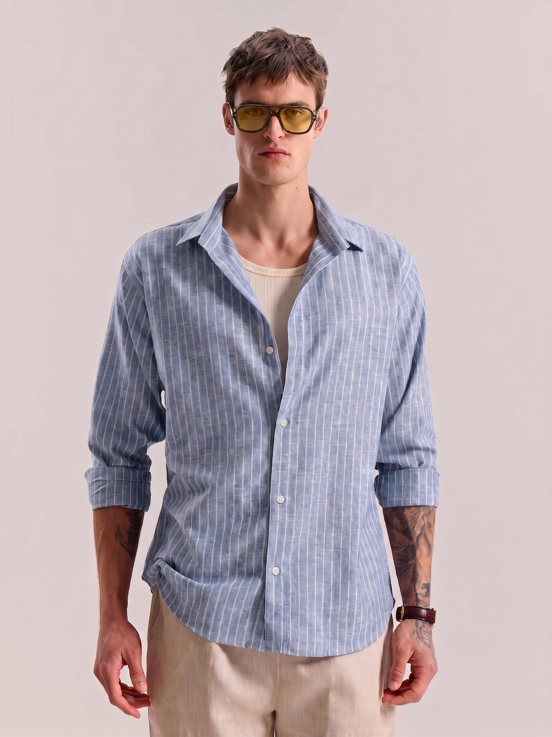 Blue Striped Linen Shirt