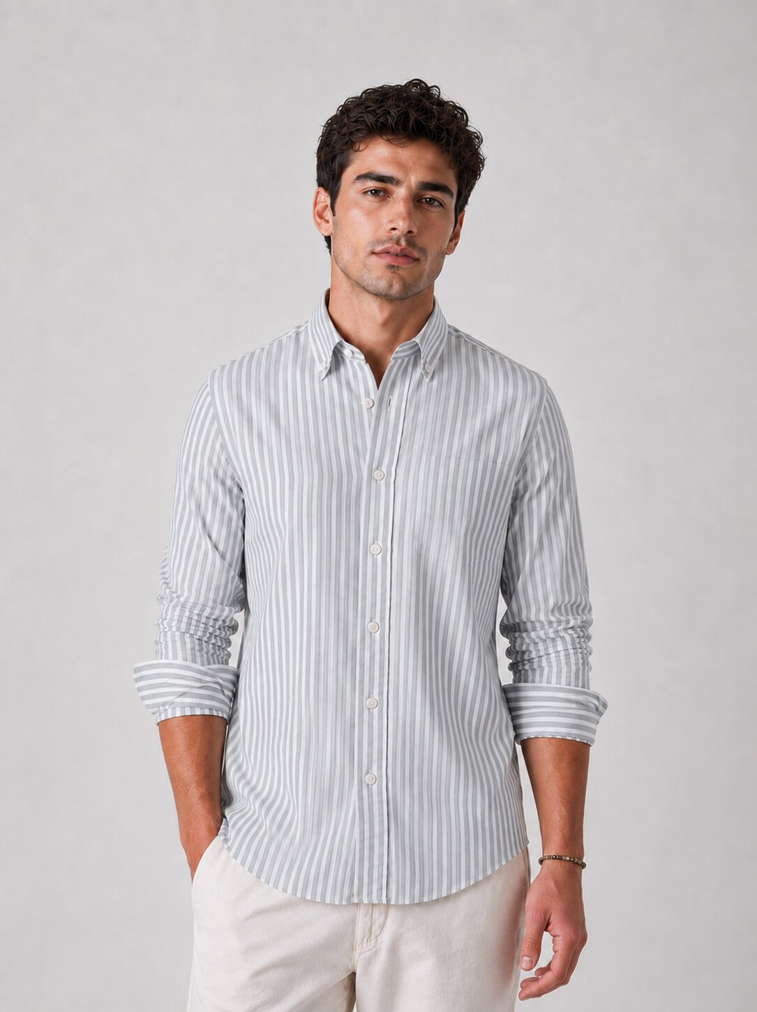 Sky Blue Striped Linen Shirts