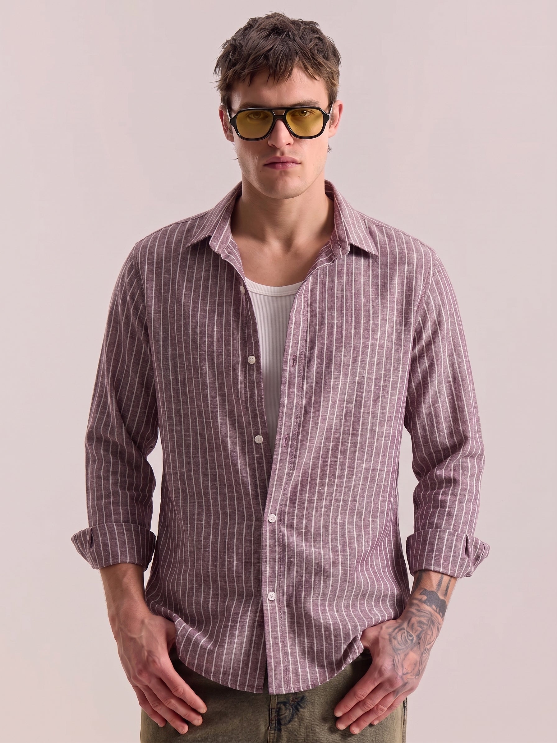 Red Striped Linen Shirt