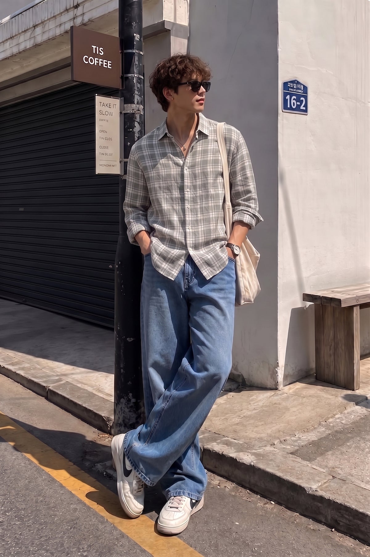 Sage Checked Linen Shirt