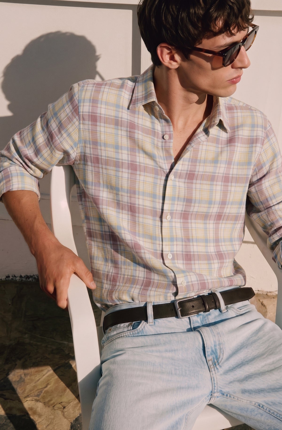 Pink Checked Linen Shirt