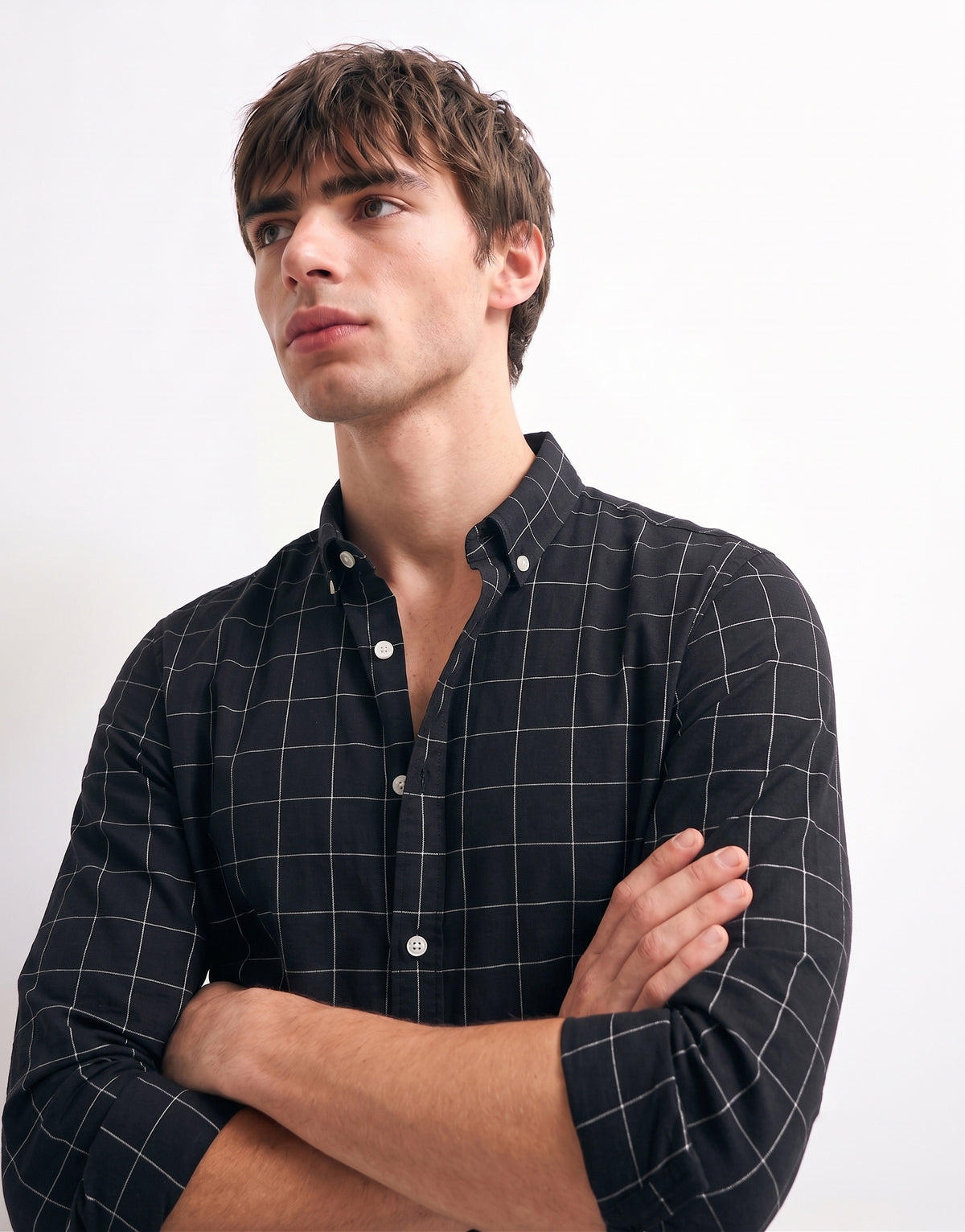 Black Checked Cotton Shirt