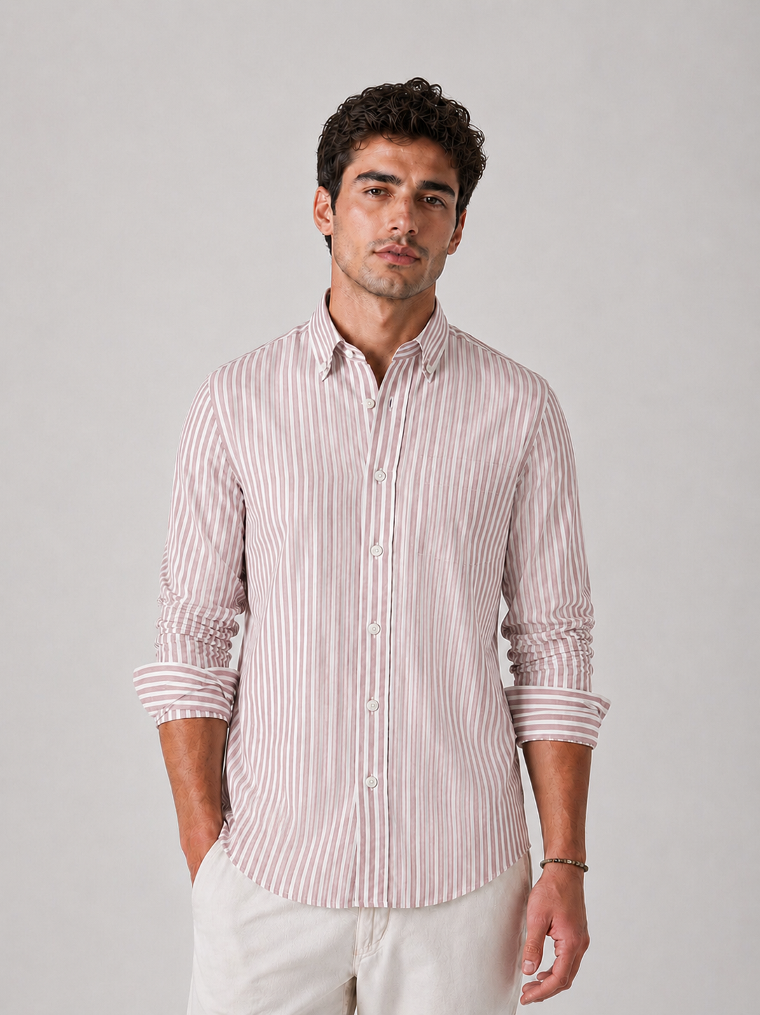 Dusty Rose Striped Linen Shirts