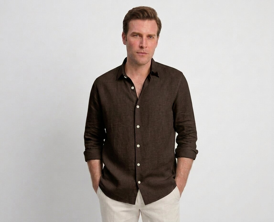 Dark Olive Linen Shirt