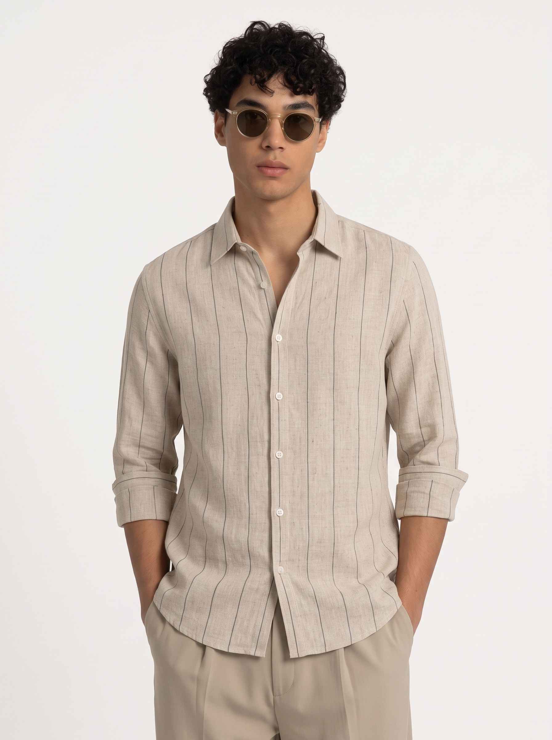 Griege Striped Linen Shirt