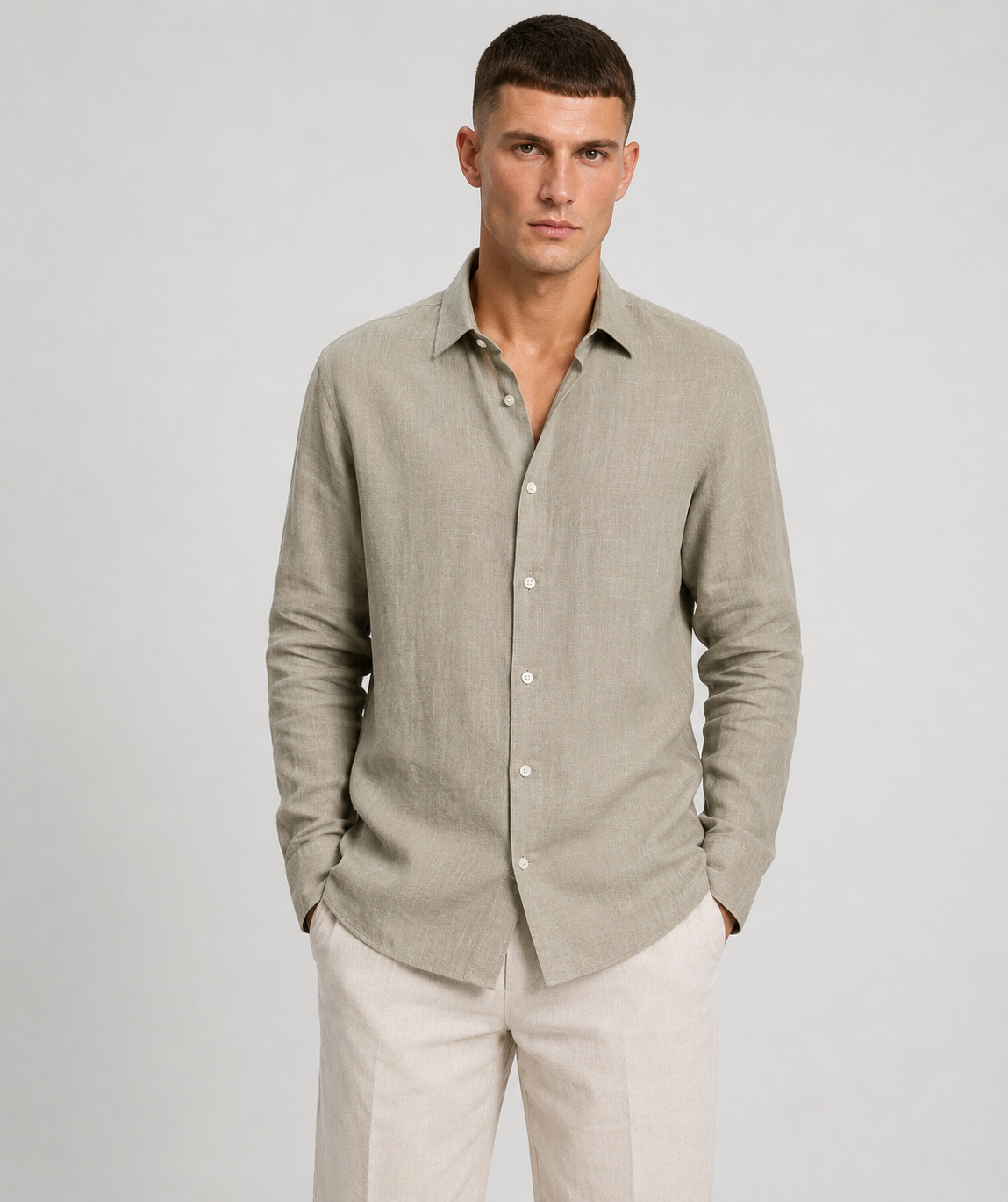 Sand Beige Linen Shirt
