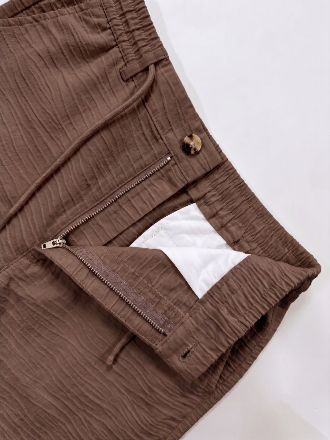 Coffee Striped Cotton Linen Pant
