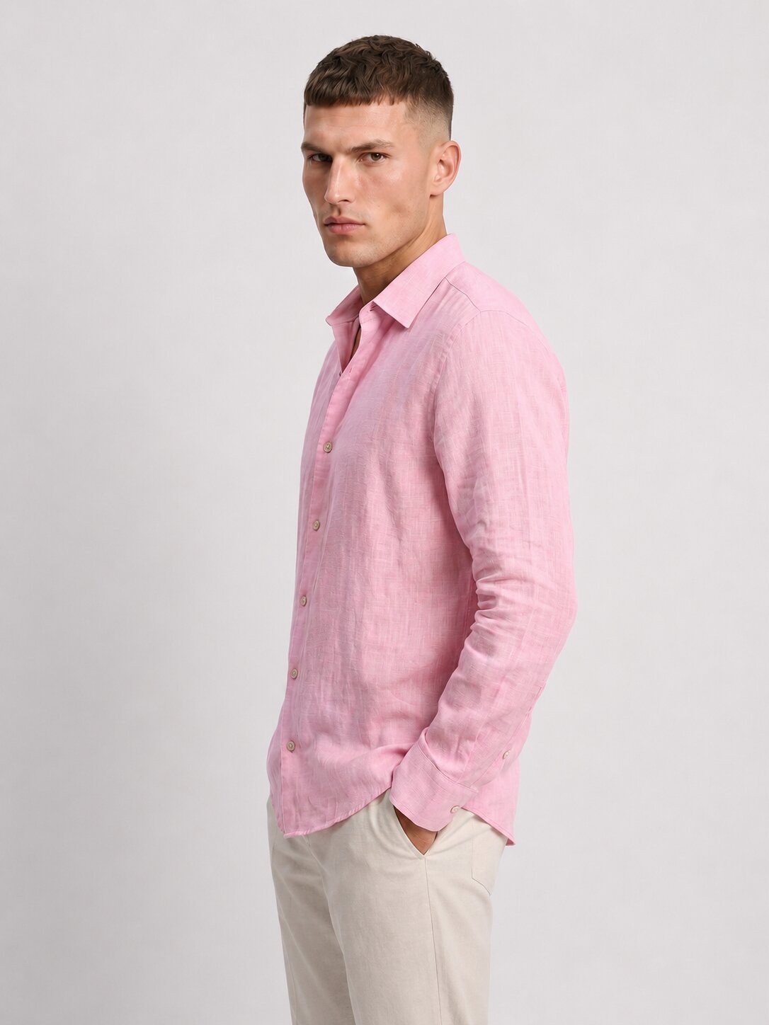 Mauve Pink Linen Shirt