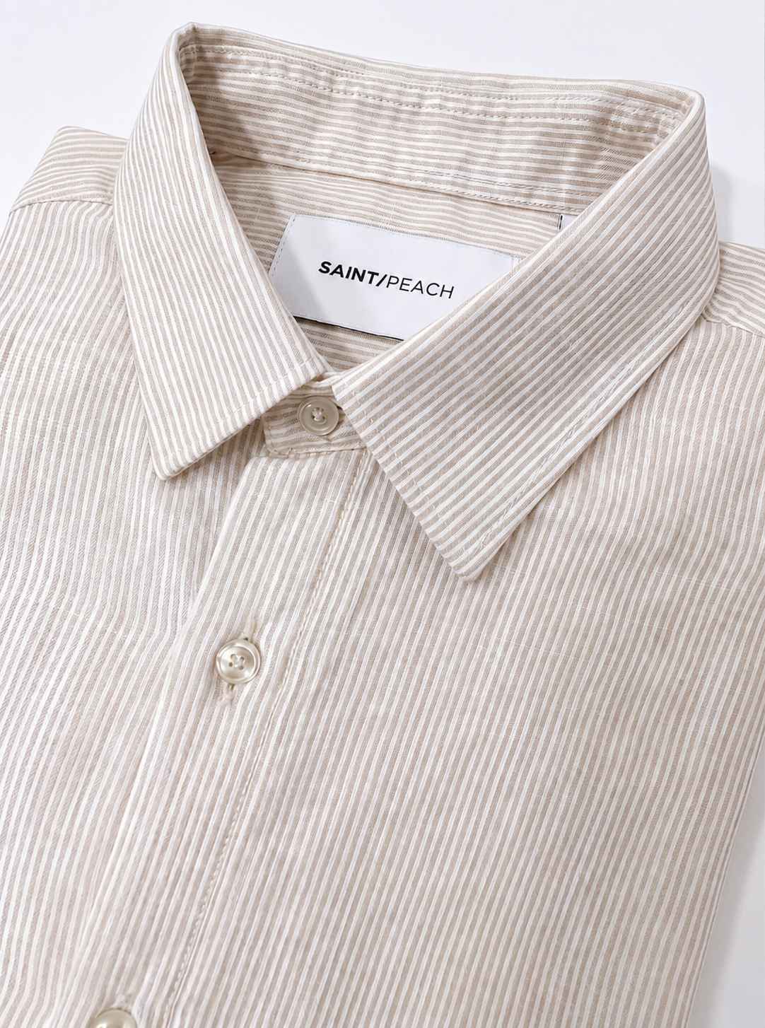 Warm Ivory Striped Linen Shirt