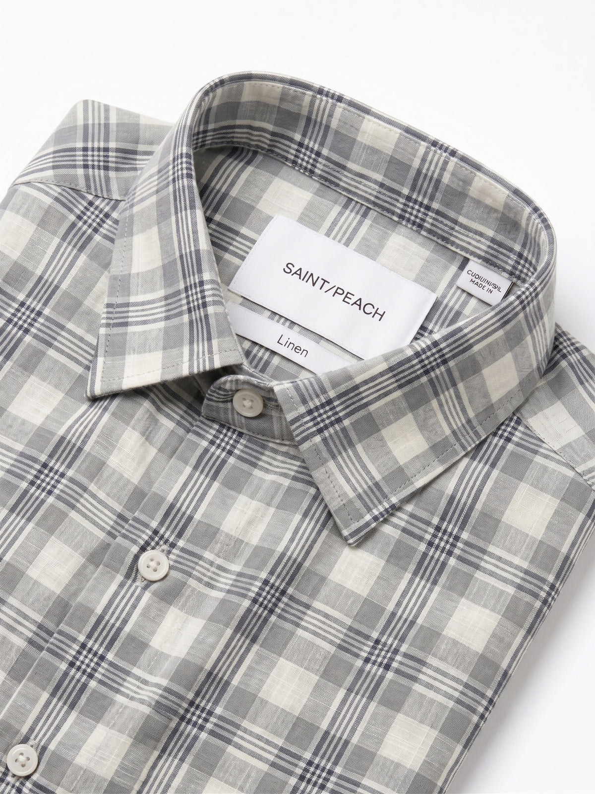 Grey Checked Linen Shirt