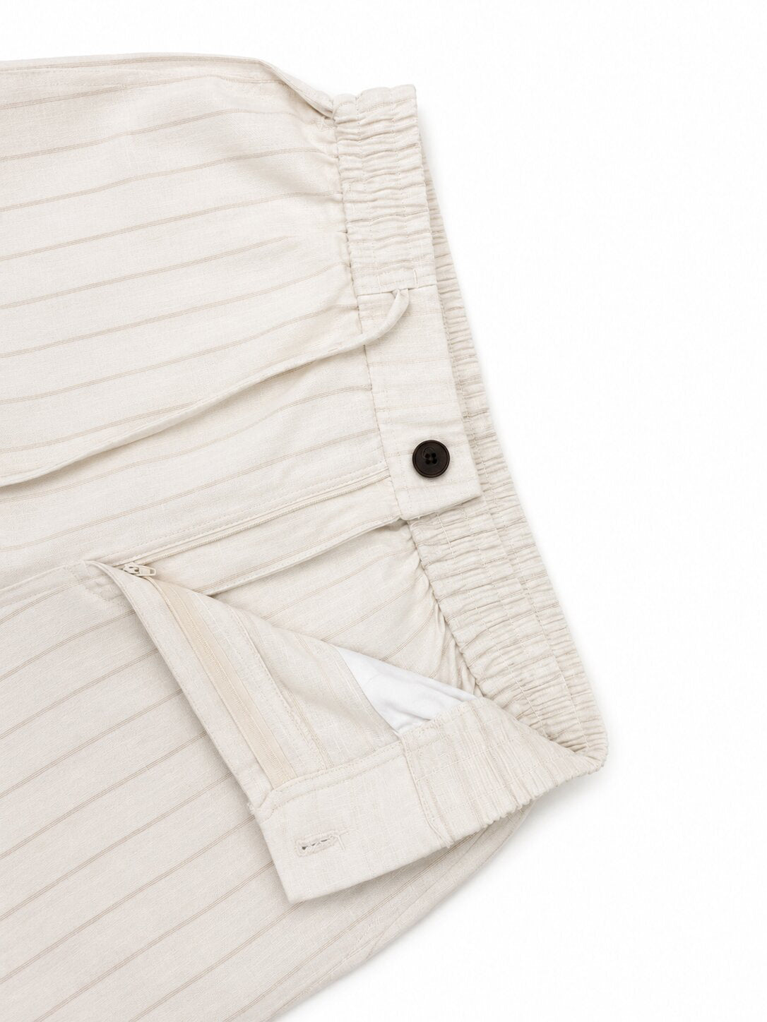 Warm Ivory Striped Cotton linen Pant