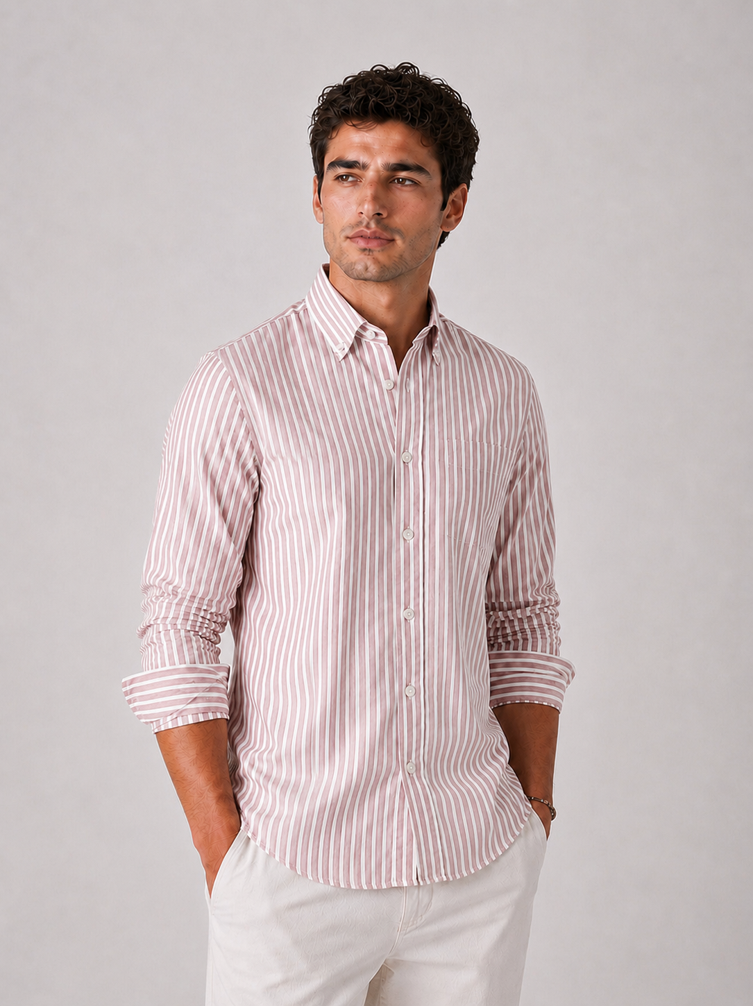 Dusty Rose Striped Linen Shirts