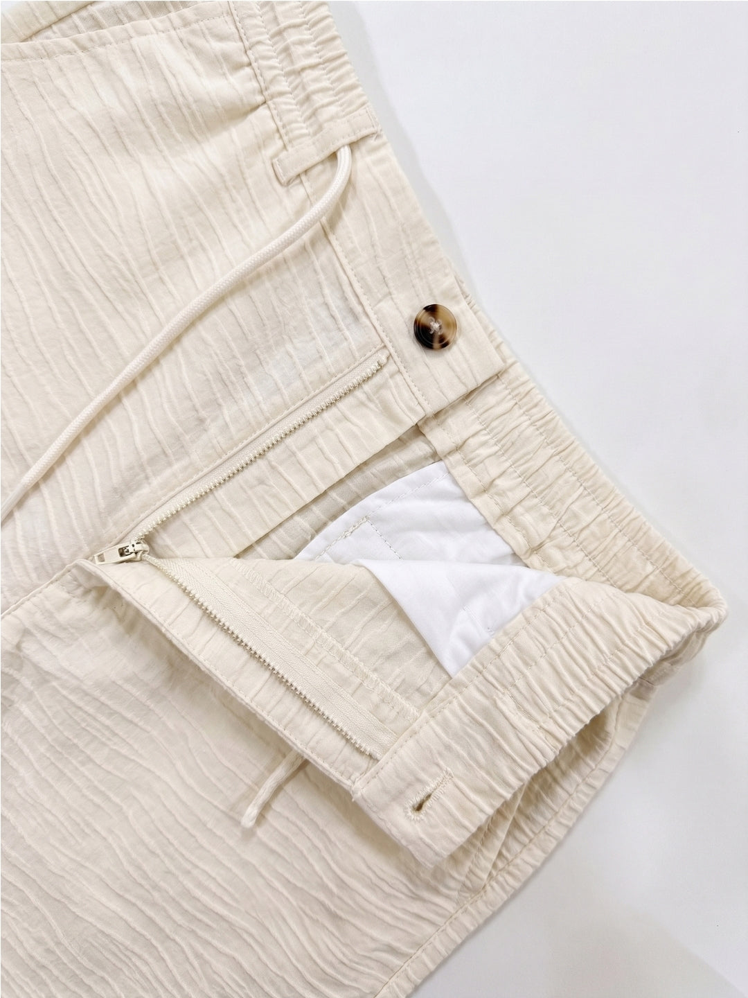 Rich Cream Striped Cotton Linen Pant