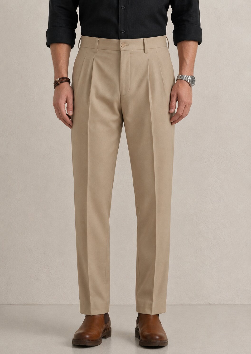 Beige Formal Pants