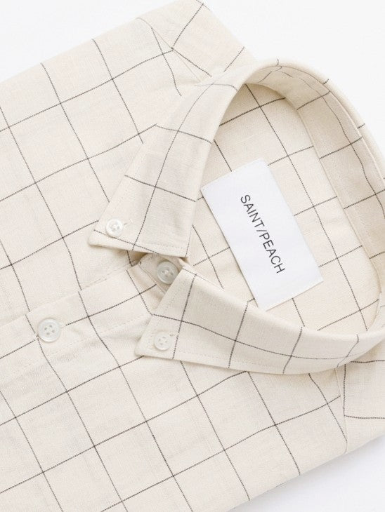 Cream Cotton Checked Shirt