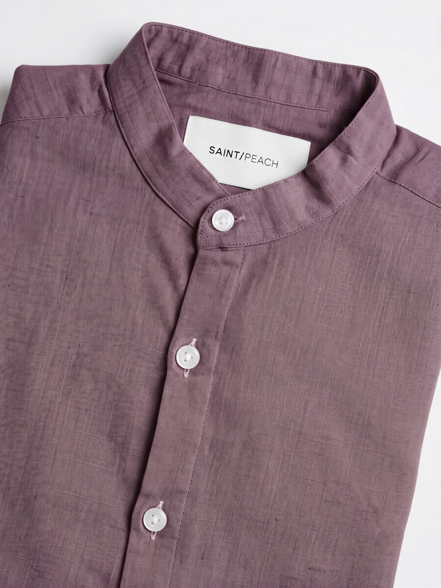 Purple Chinese Collar Linen Shirt