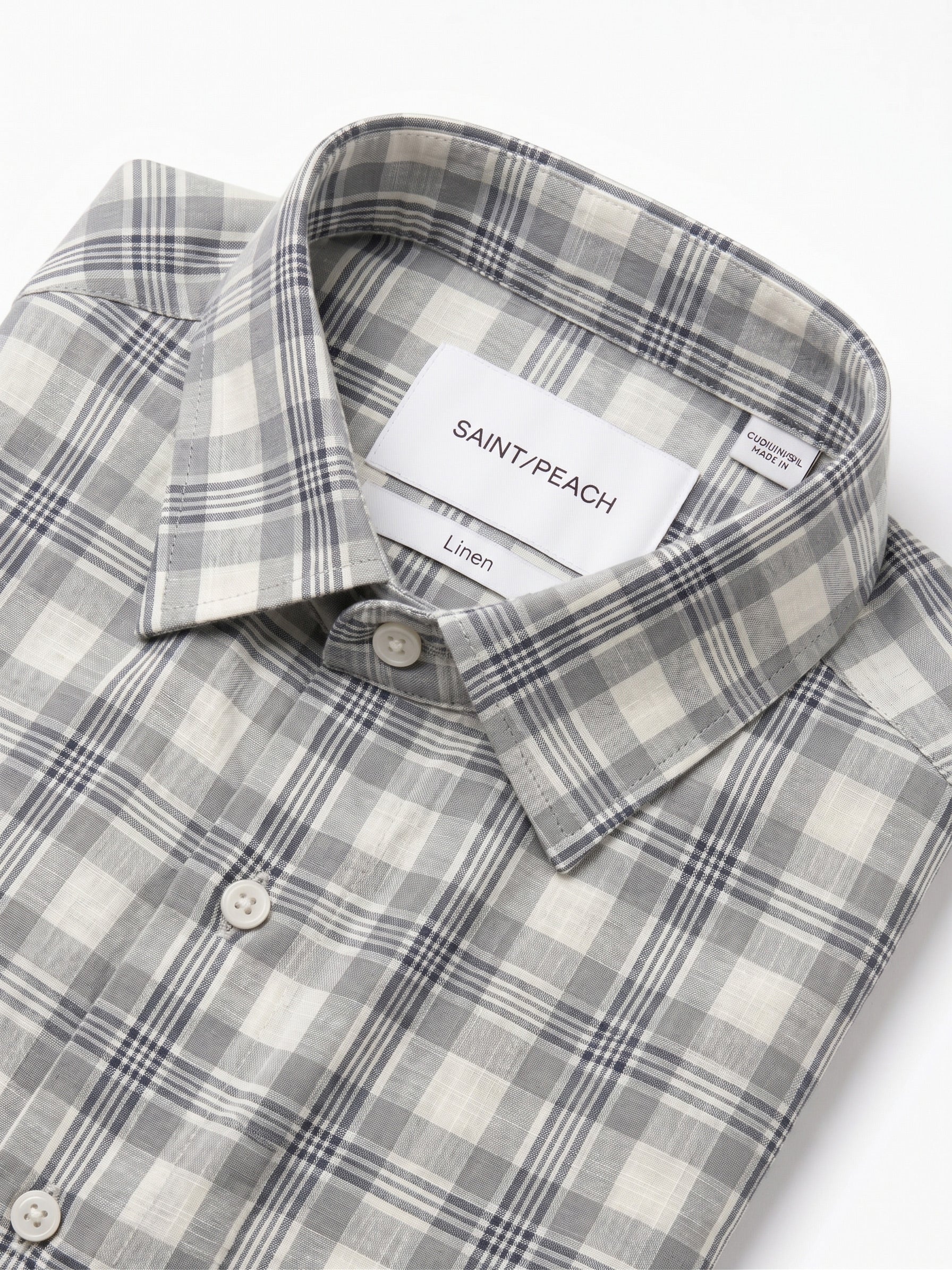 Grey Checked Linen Shirt