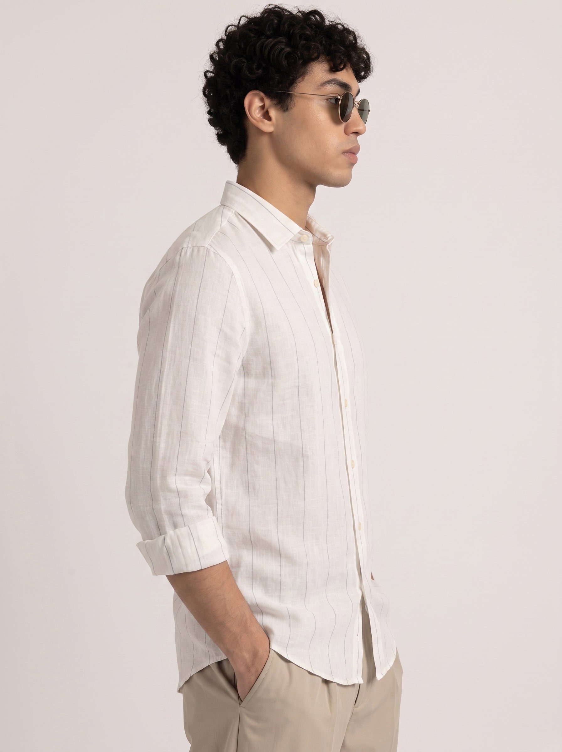 Soft White Striped Linen Shirt