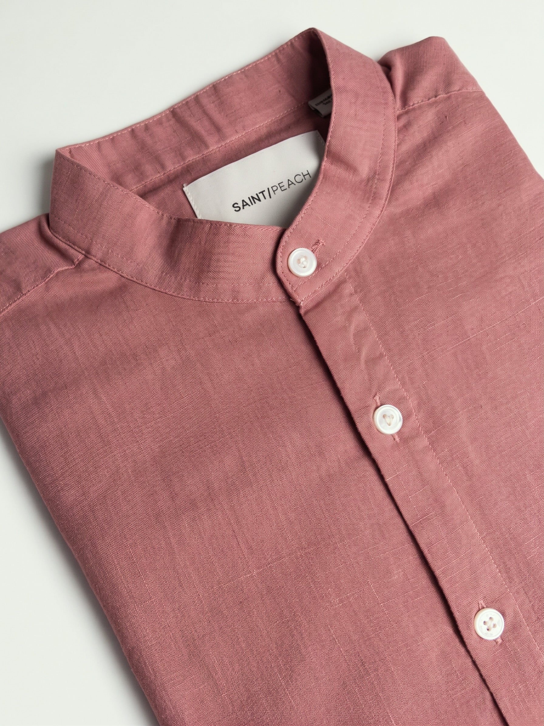 Rust Red Chinese Collar Linen Shirt