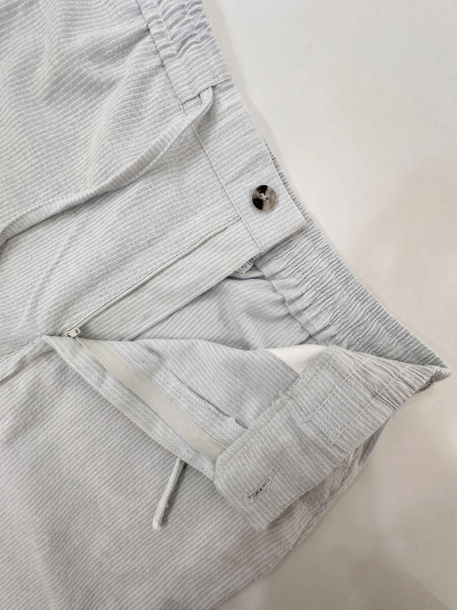Ash Grey Striped Cotton Linen Pant
