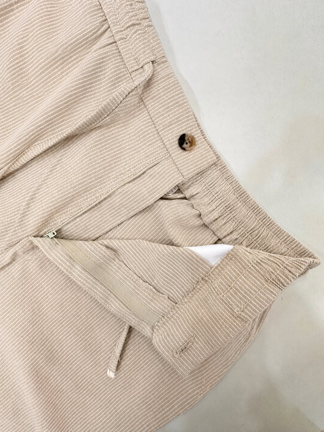 Natural Pinstriped Cotton Linen Pant