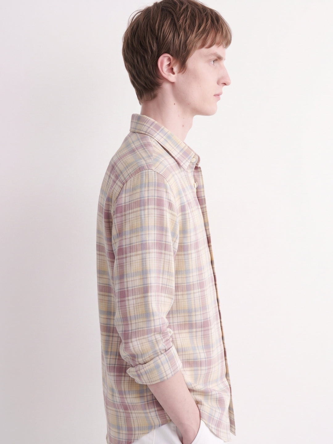 Pink Checked Linen Shirt