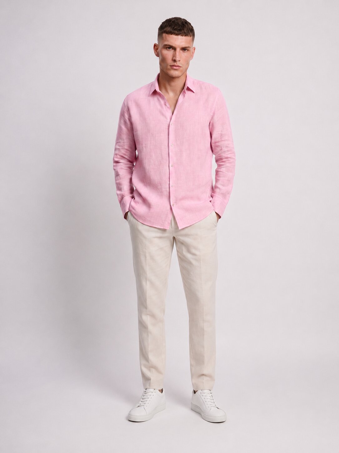 Mauve Pink Linen Shirt