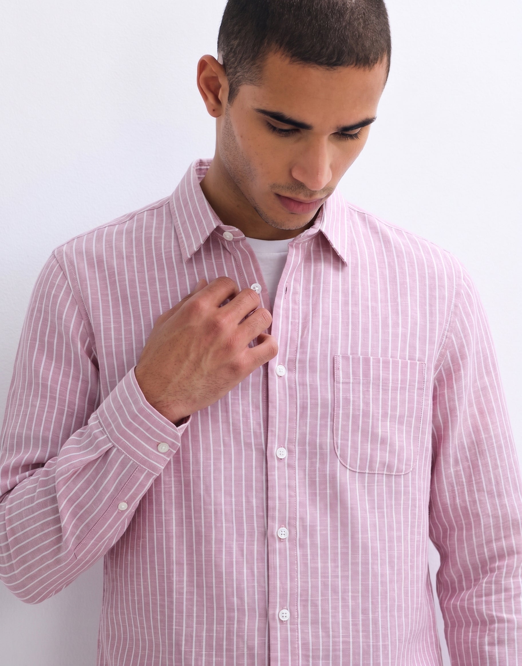 Pink Striped Linen Shirt