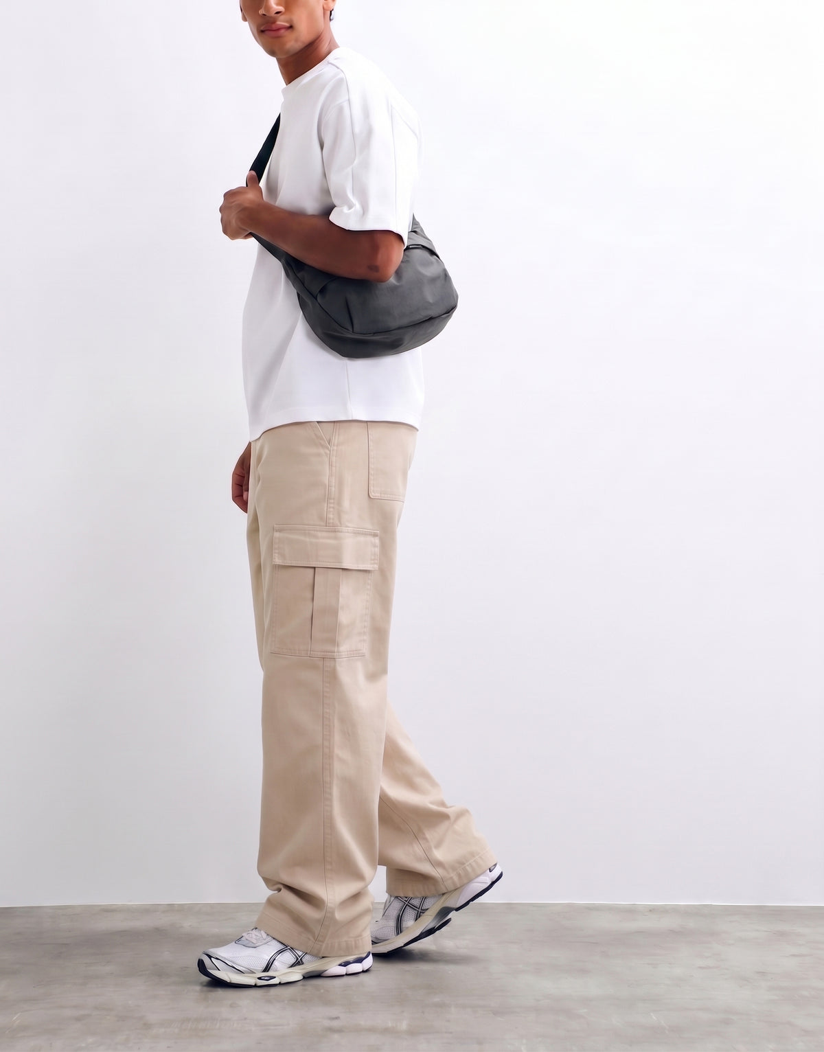 Ivory Mid Rise Cotton Cargo