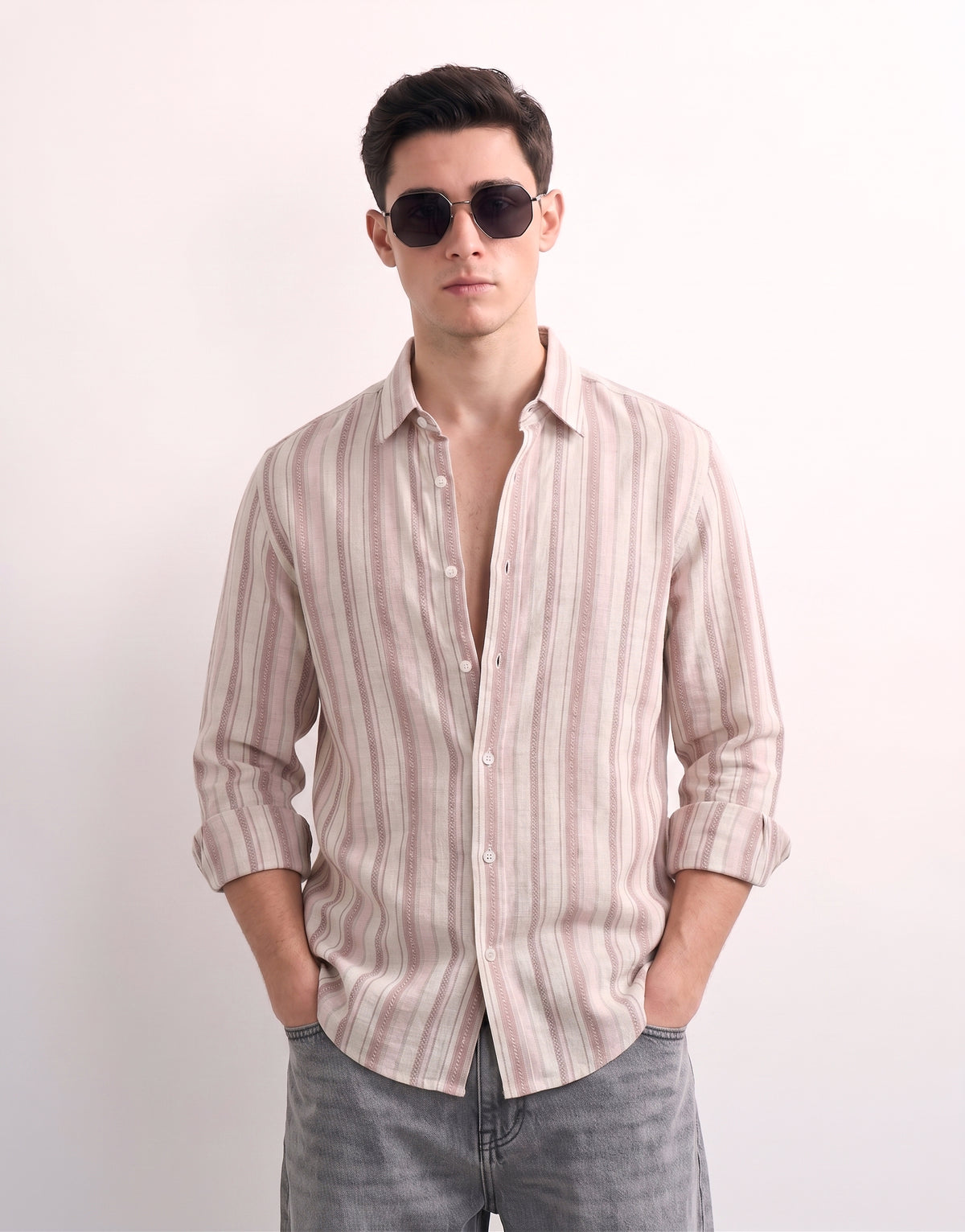 Pink Striped Linen Shirt