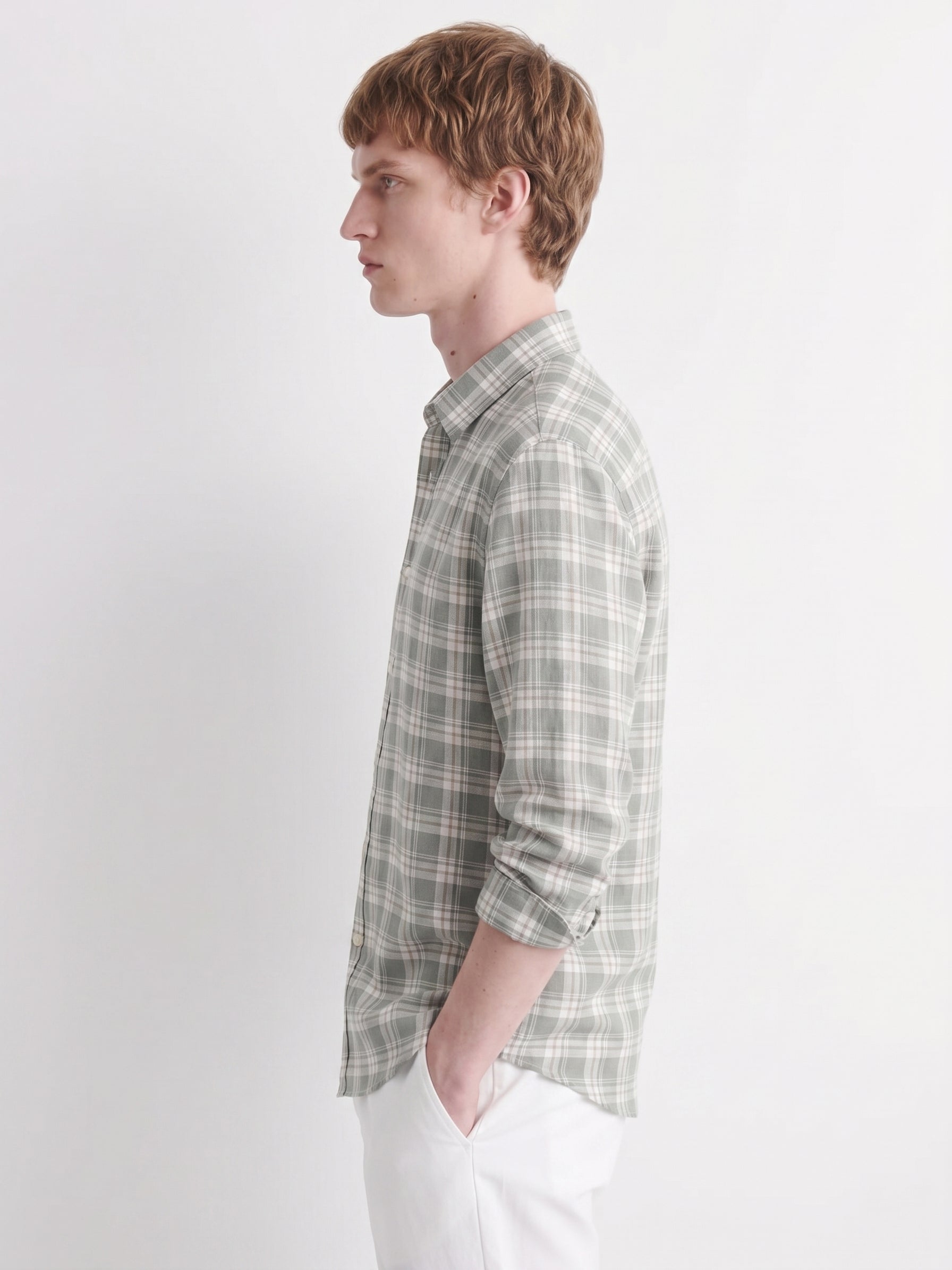 Sage Checked Linen Shirt