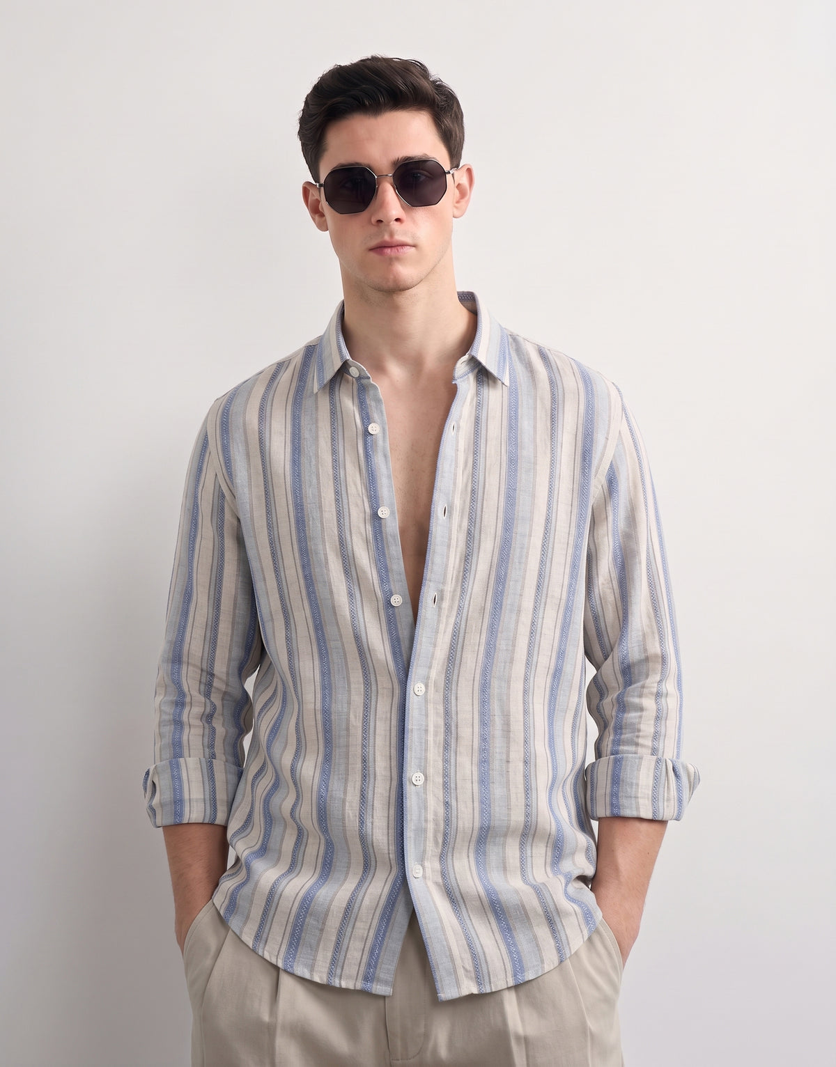 Blue Striped Linen Shirt