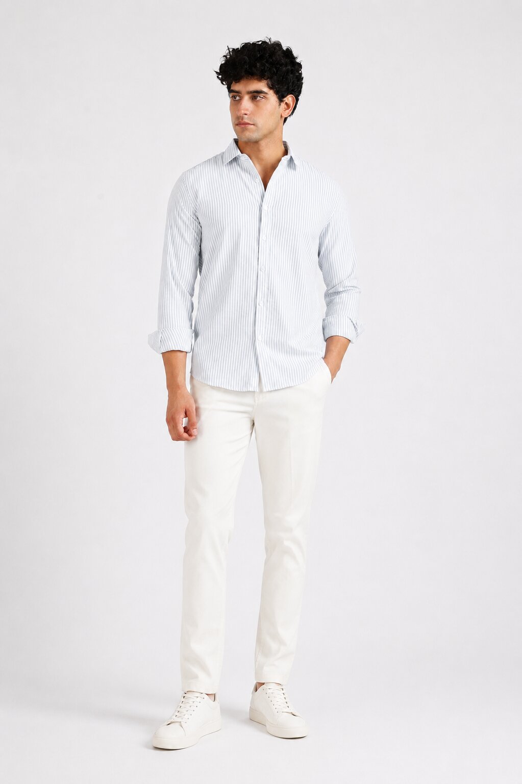 Grey Striped Linen Shirts
