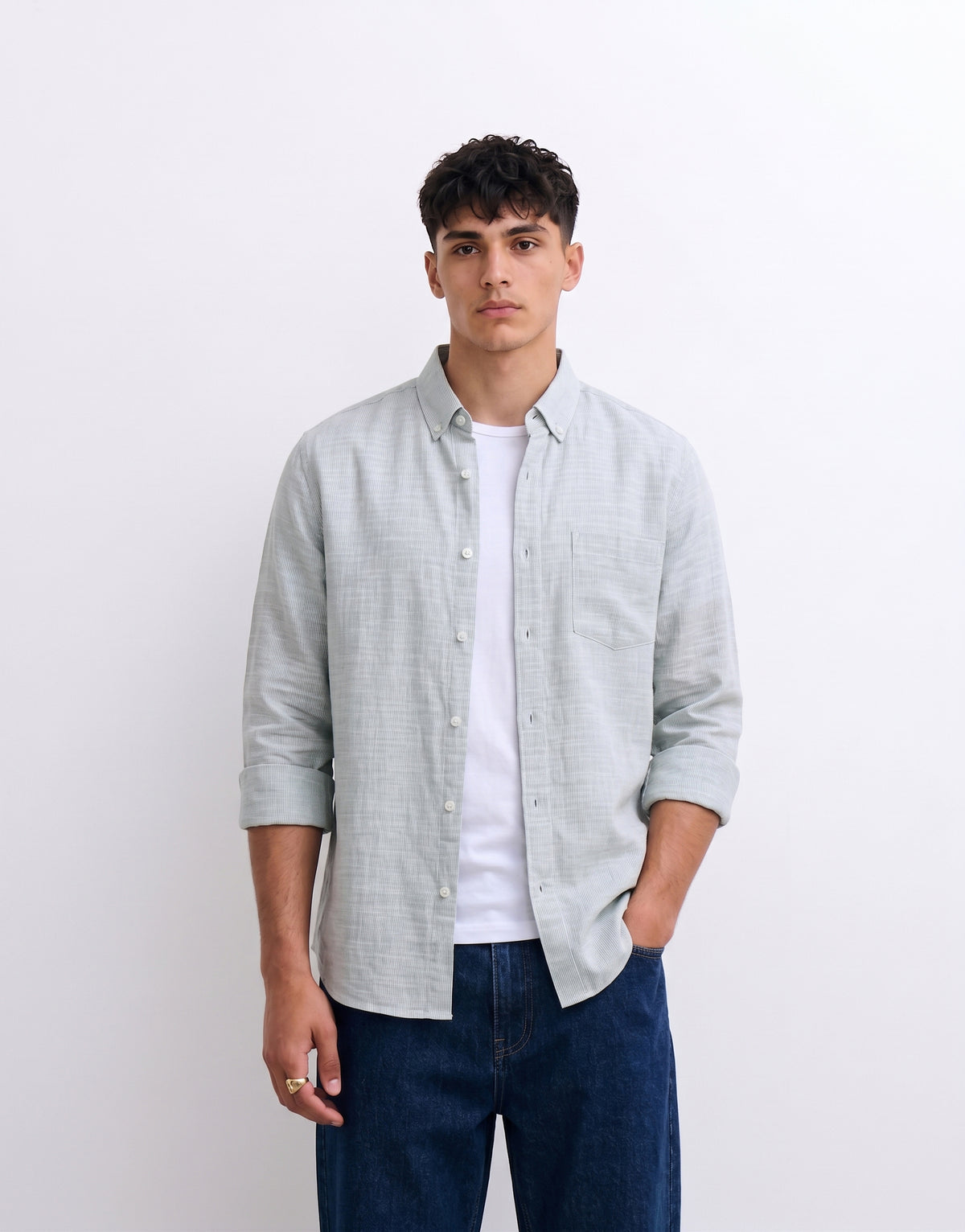 Sage Striped Linen Shirt