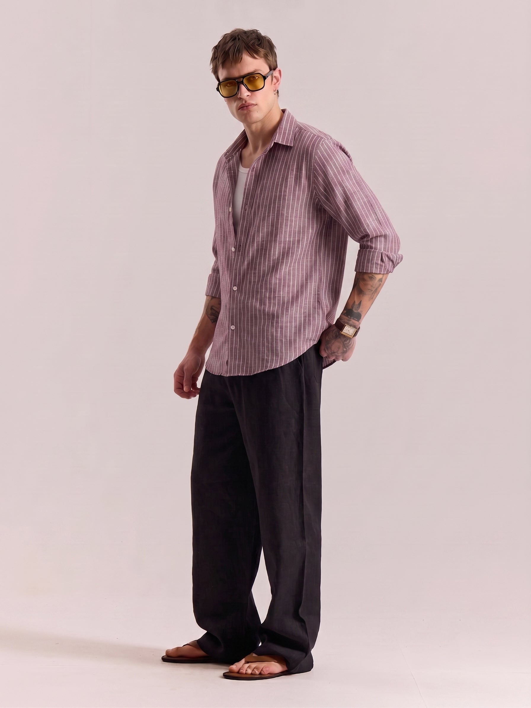 Red Striped Linen Shirt