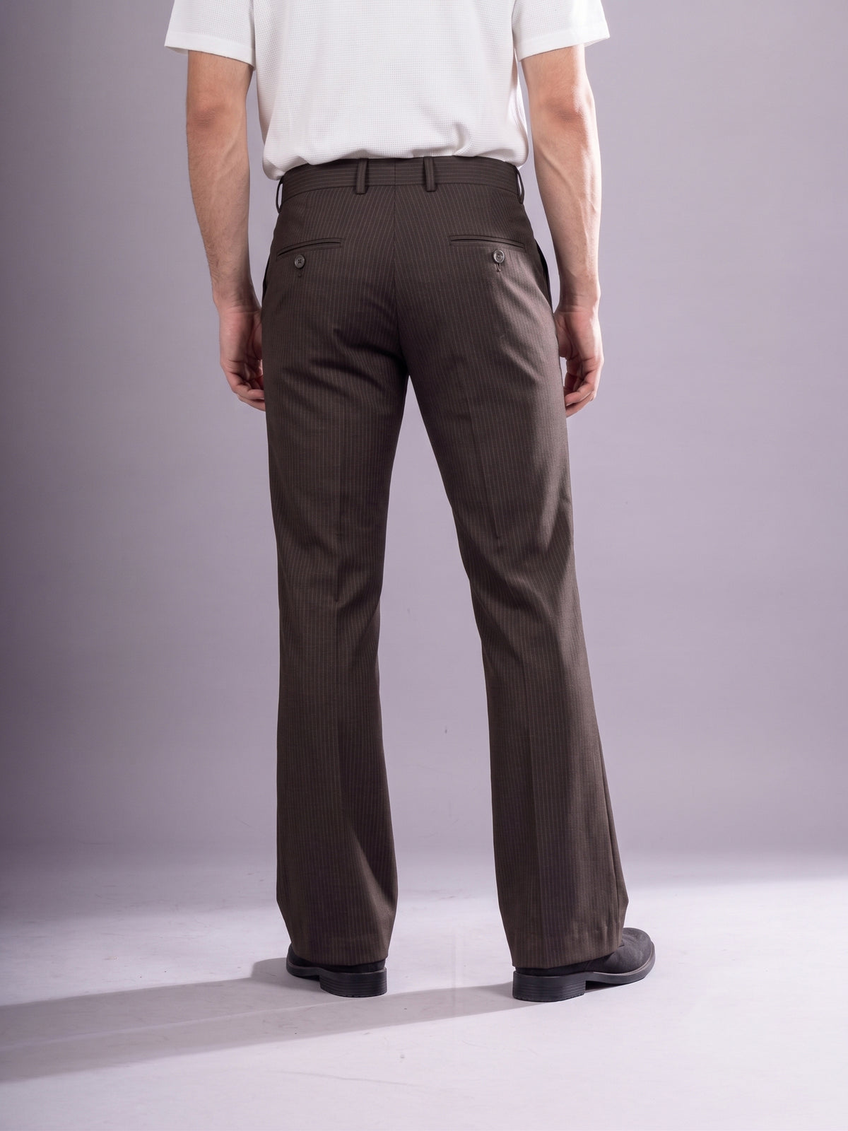 Coffee Striped Bootcut Pant