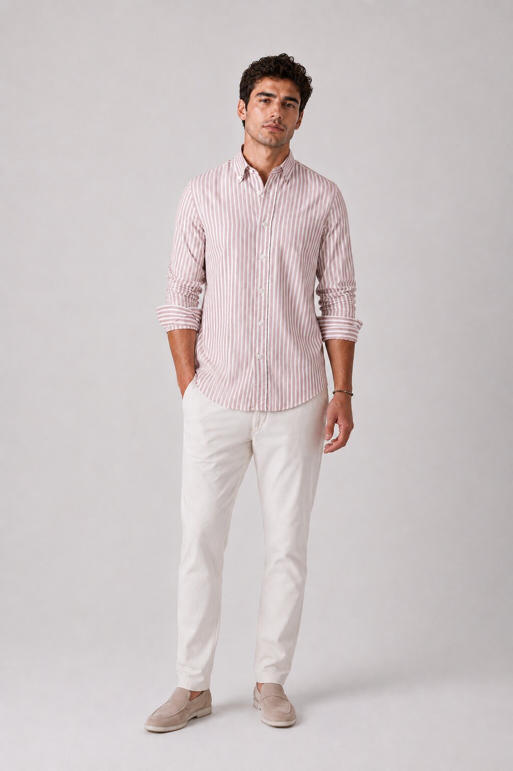 Dusty Rose Striped Linen Shirts