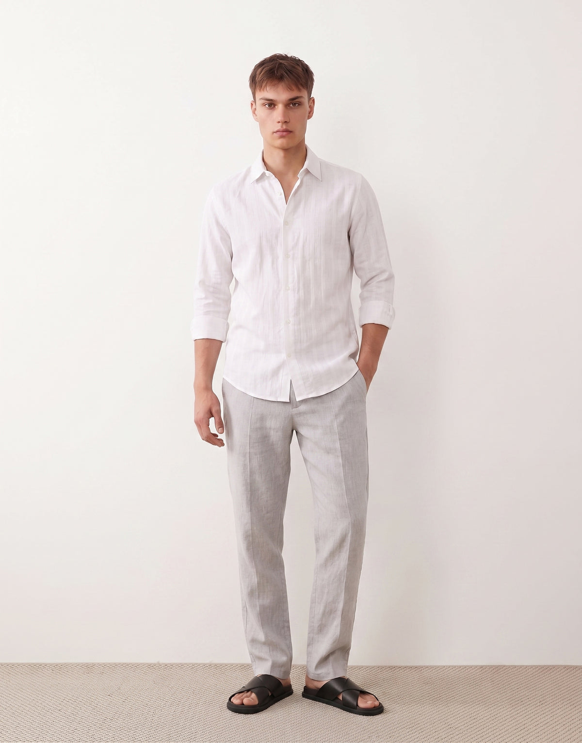 White Cotton Striped Shirt