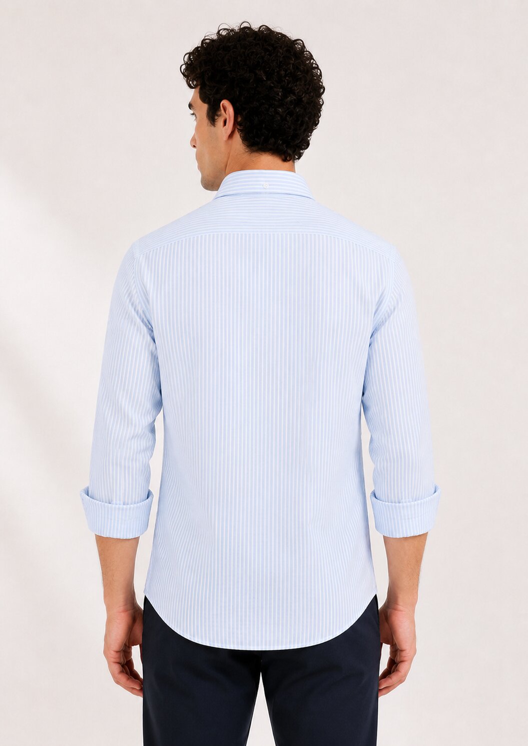 Dusty Blue Striped Linen Shirt
