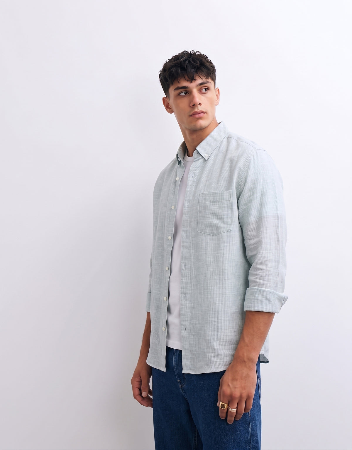 Sage Striped Linen Shirt