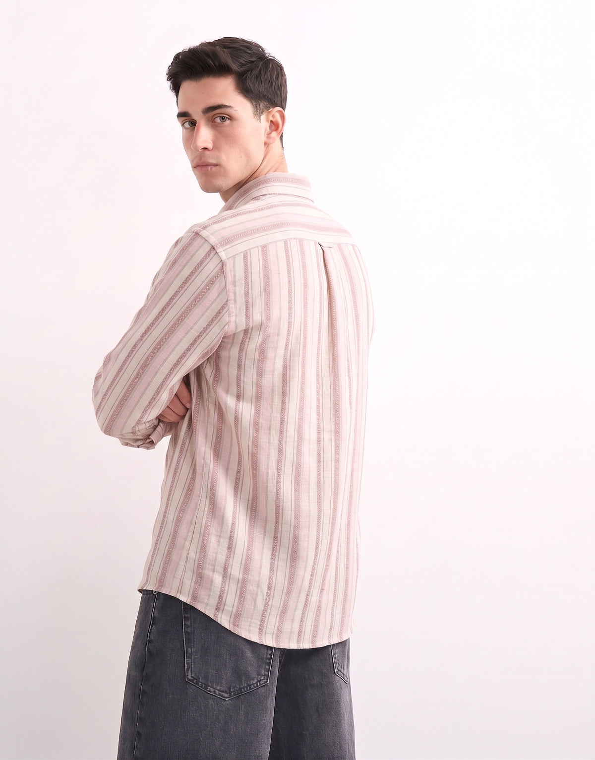 Pink Striped Linen Shirt