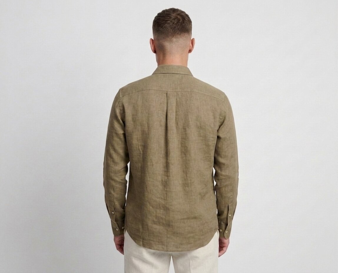 Olive Khaki Linen Shirt