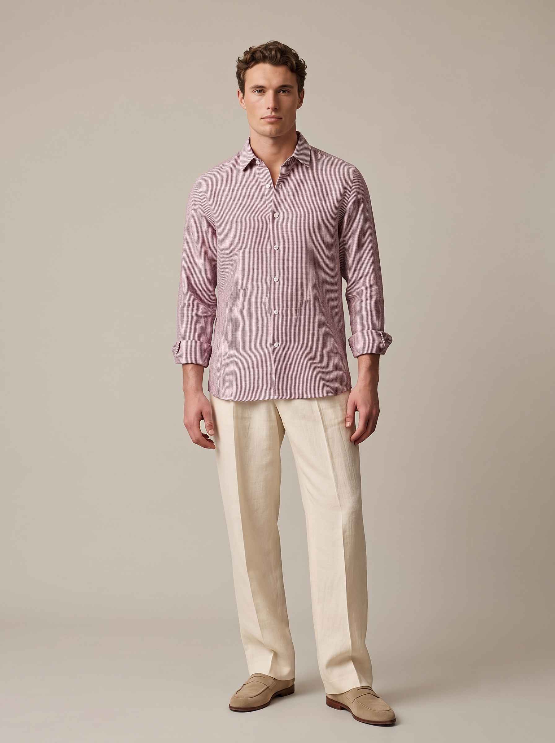 Muted Rose Striped Linen Shirt