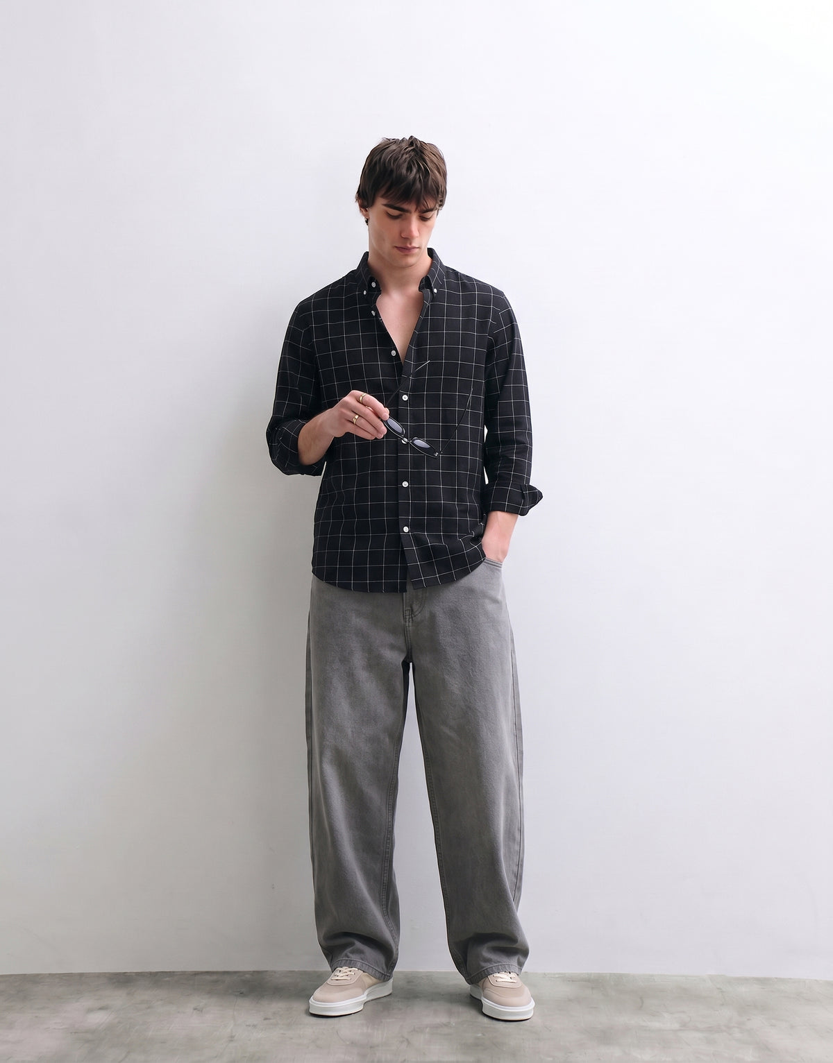 Black Checked Cotton Shirt