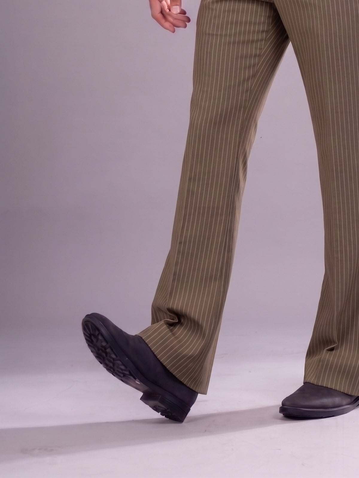 Brown Striped Bootcut Pant