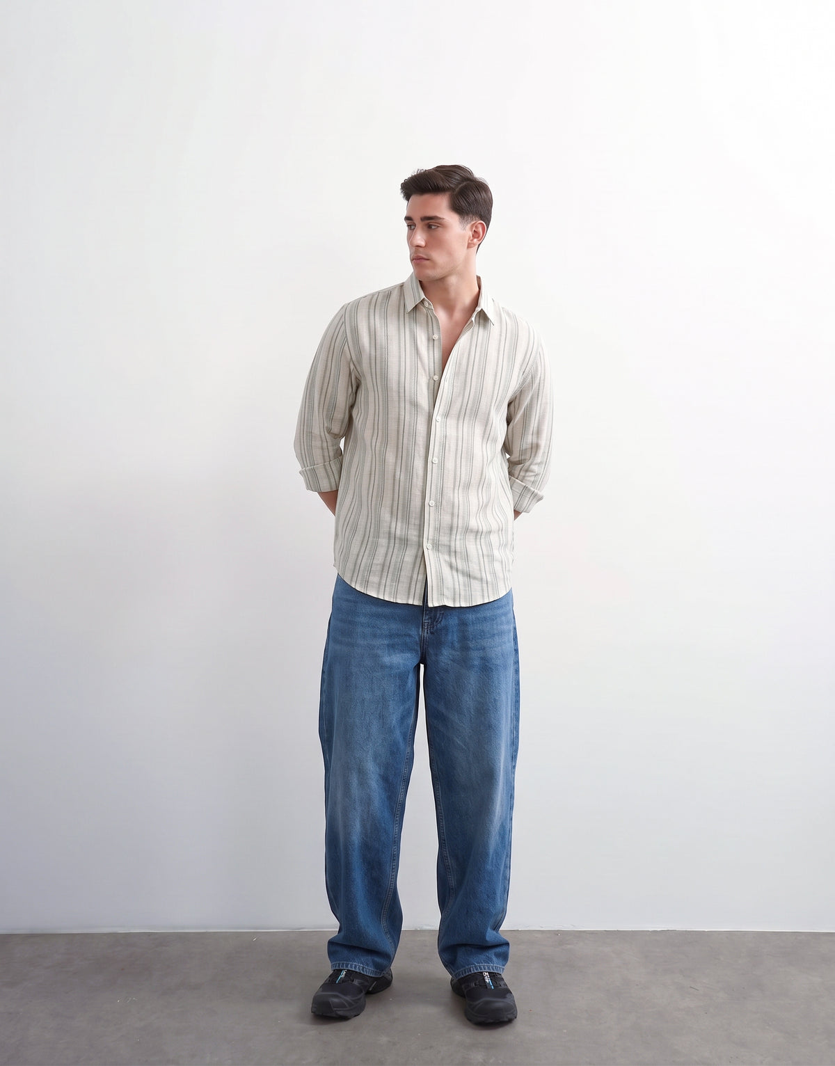 Green Striped Linen Shirt