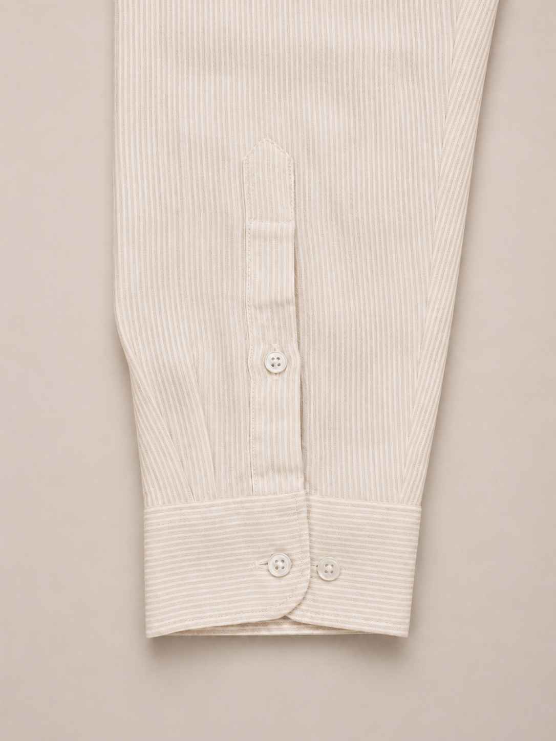 Warm Ivory Striped Linen Shirt