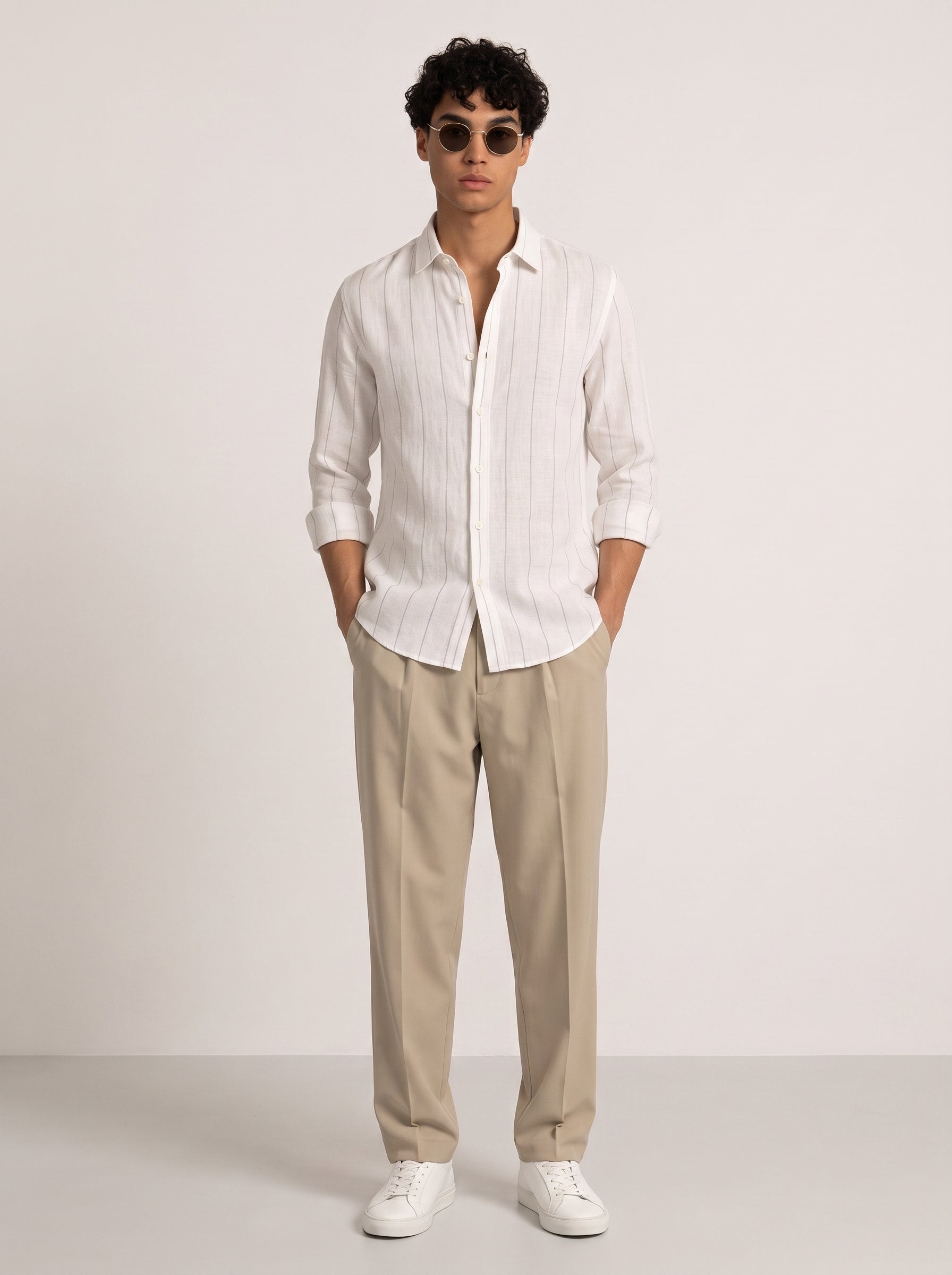 Soft White Striped Linen Shirt