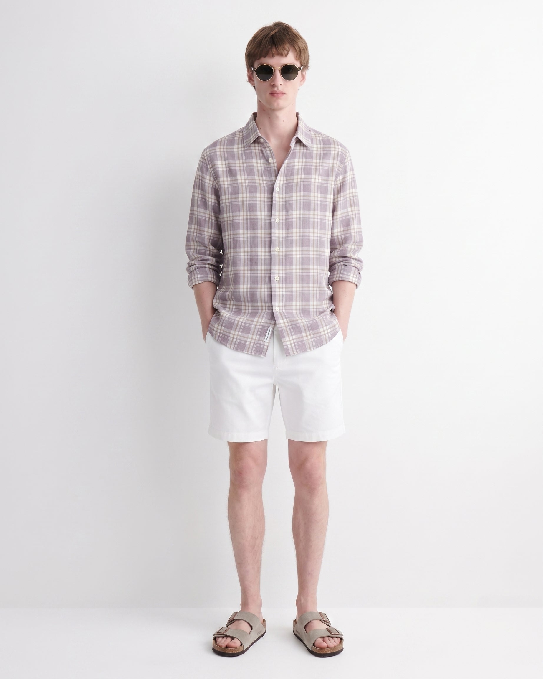 Lavender Checked Linen Shirt