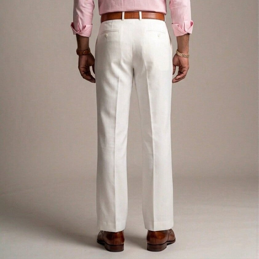 White Japanese Bootcut Pants